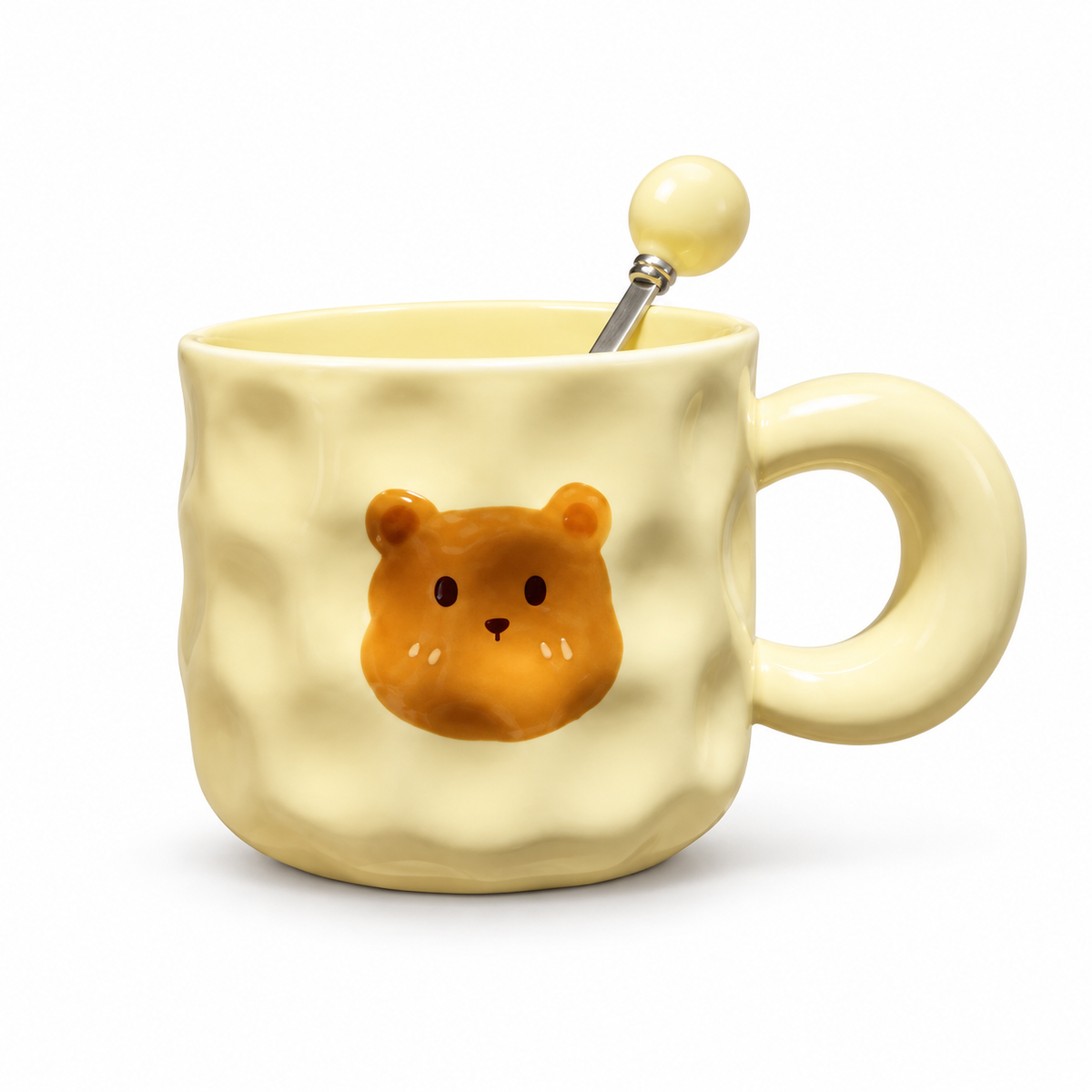 Cream-yellow bear mug—a stylish, attractive cup for home use